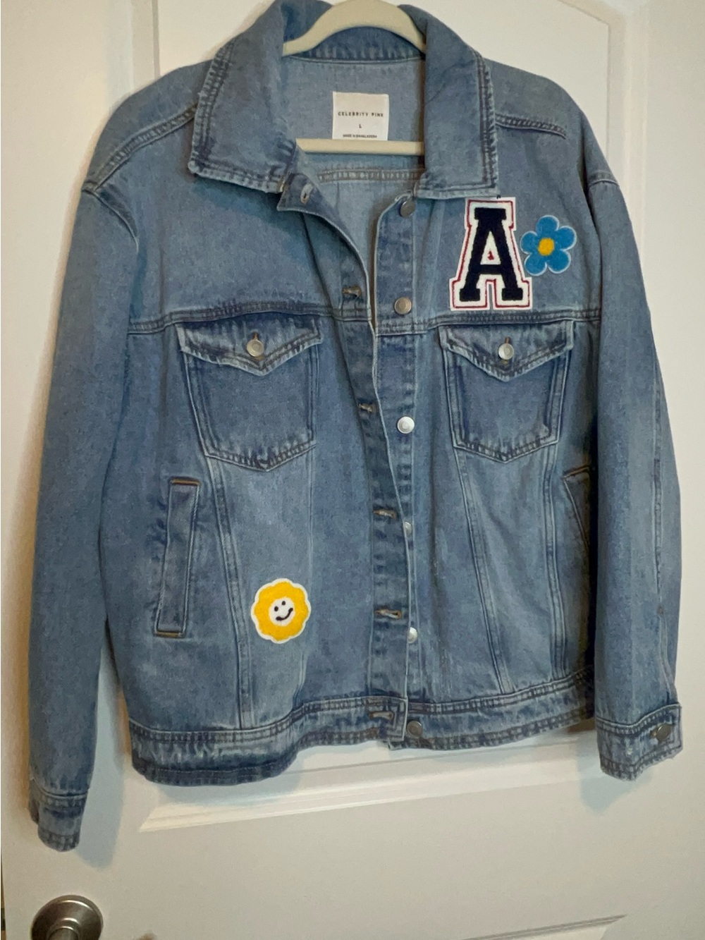 Celebrity Pink Kids Light Blue Denim Jacket with Patch Details